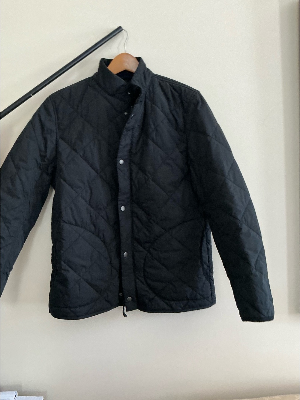 J. Crew Black Quilted Snap-Front Puffer Jacket